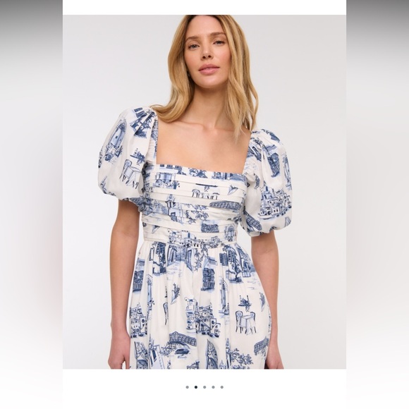 NWT A&F Emerson Poplin Puff Sleeve Midi Dress - Picture 3 of 11